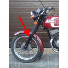 BOWDEN - BRZDA - TYP ČZ 487,488,472,485 S VÁLEČKEM (VIDLICE S ČERNÝNI ALU KLUZÁKY) - (ORIG. ULOŽENKY ČSSR)